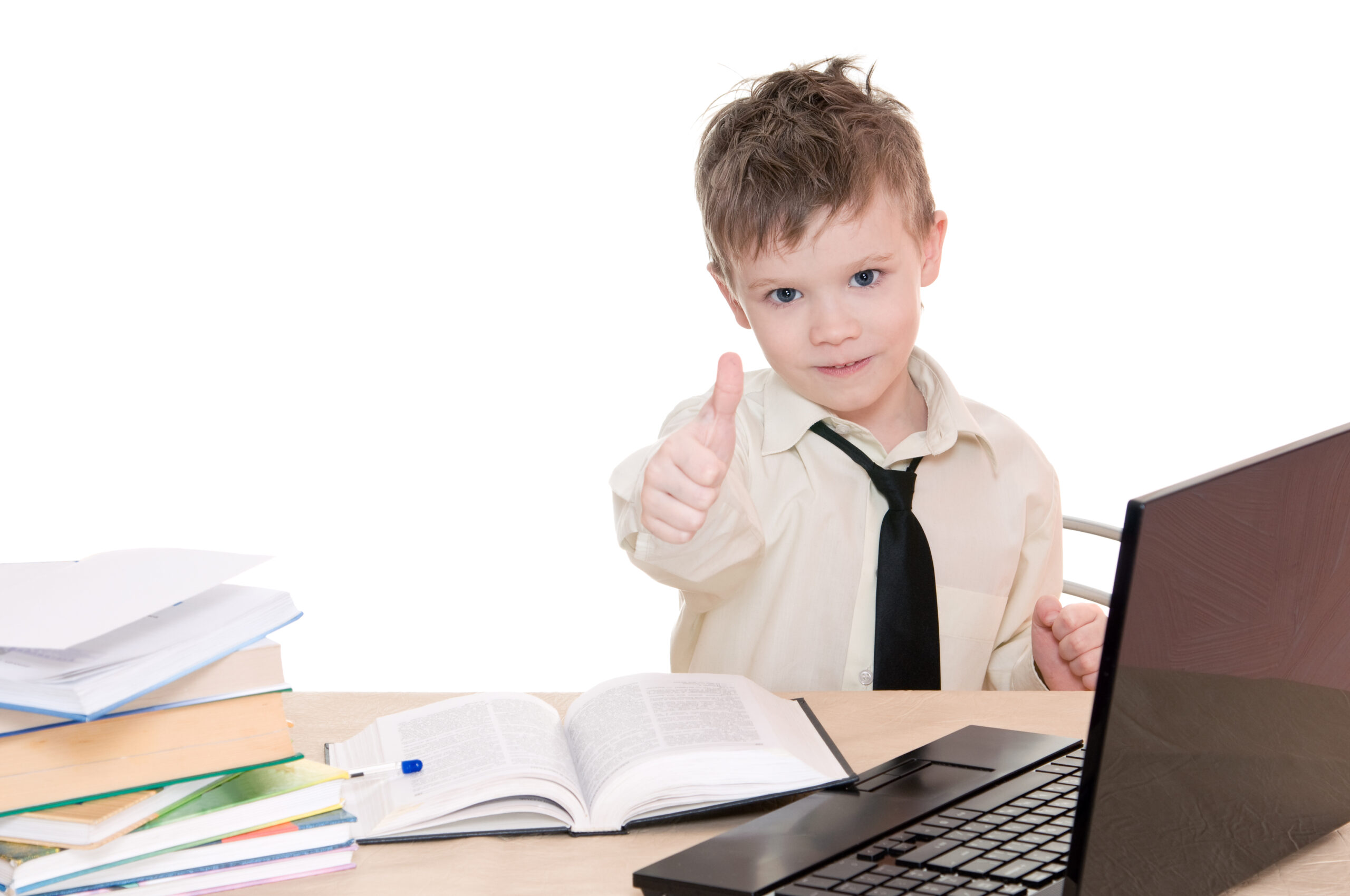 child care website design, image of child holding thumbs up