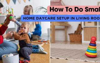 small home daycare setup in living room